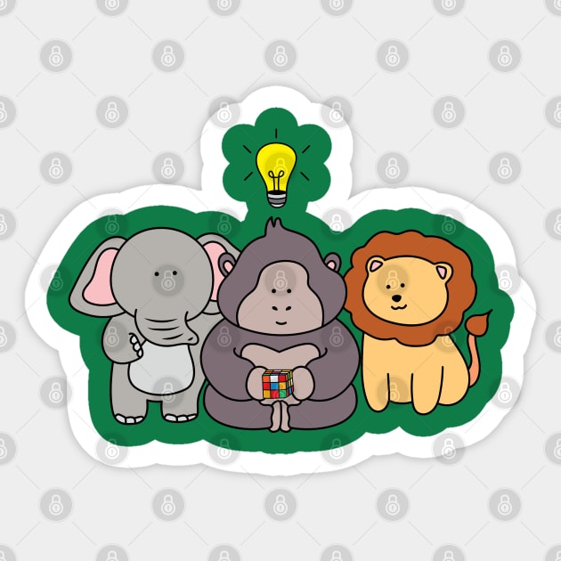 cute animals playing rubik's cube Sticker by wordspotrayal